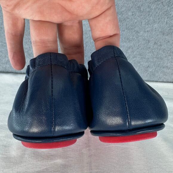 Tory Burch Womens sz 8.5 Minnie Travel Ballet Flat Navy Nantucket Red EUC - Picture 7 of 11
